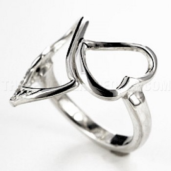 Double Warped Heart Silver Ring