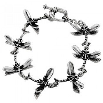 Dragonfly Silver Bracelet - 23mm Wide