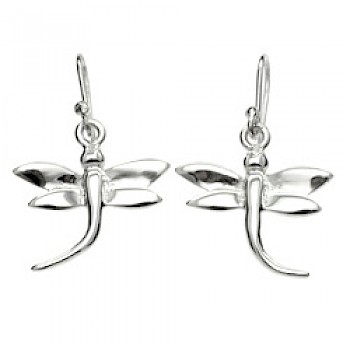 Dragonfly Silver Earrings - 40mm Long