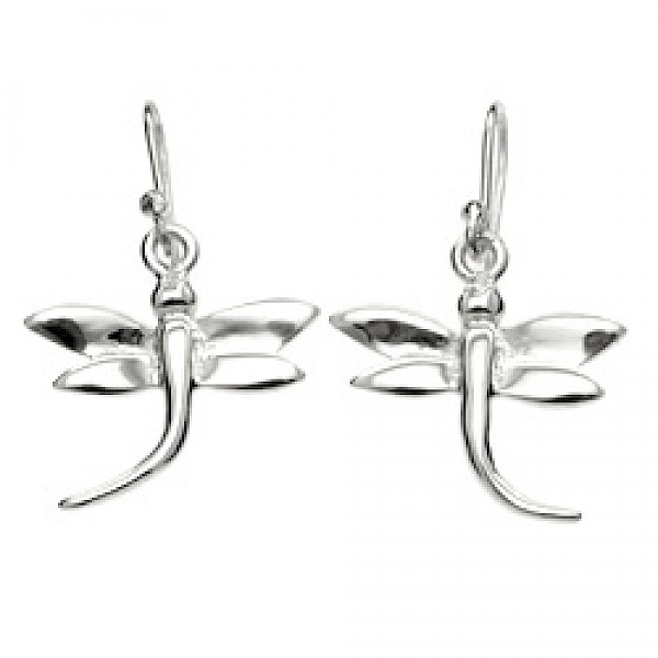Dragonfly Silver Earrings - 40mm Long  - ES750
