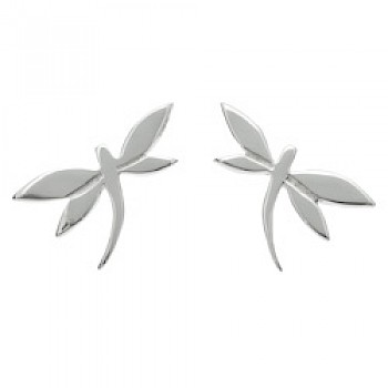 Dragonfly Silver Stud Earrings - 23mm Wide