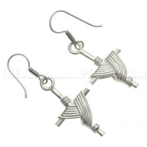 Draped Silver Cross Earrings
