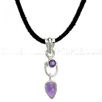 Drop Amethyst & Silver Pendant - P352MAMF