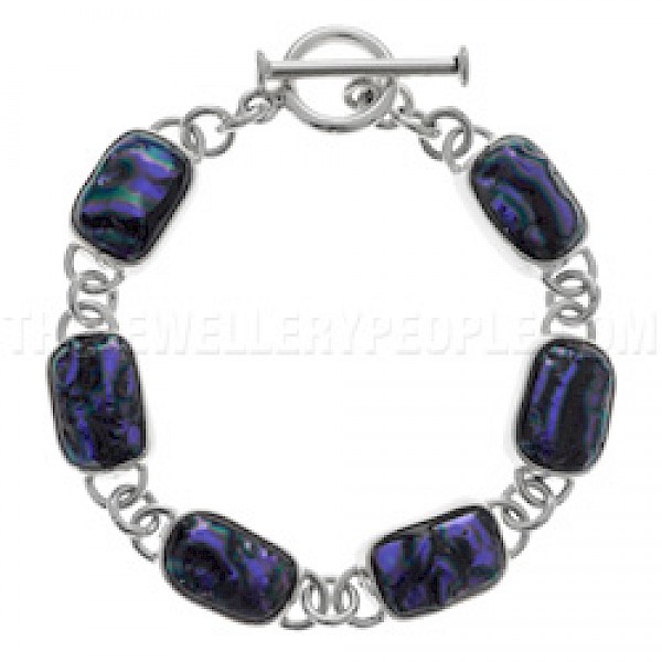 Electric Purple Dichroic Glass & Silver Bracelet