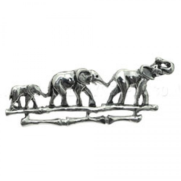 Elephant Family Silver Brooch - 60mm Wide