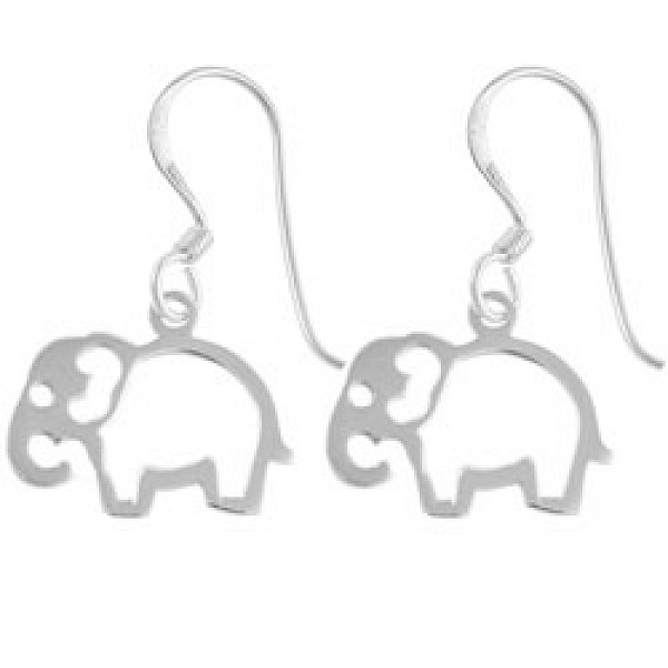 Elephant Silver Drop Earrings - 30mm Long