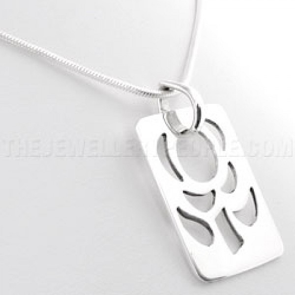 English Rose Cut Out Silver Pendant - PT123