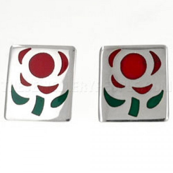 English Rose Silver Stud Earrings - 15mm Wide