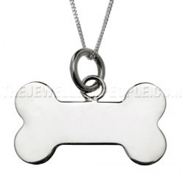 Engravable Bone Silver Pendant - 40mm Wide - AL084