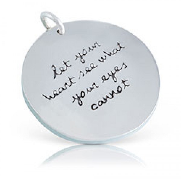 Engraved Message Silver Disc Pendant - PT673