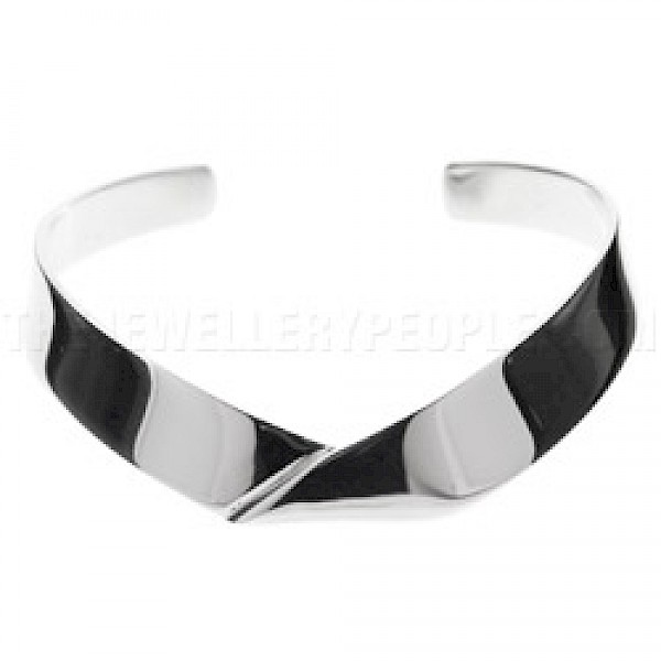 Envelope Polished Silver Bangle