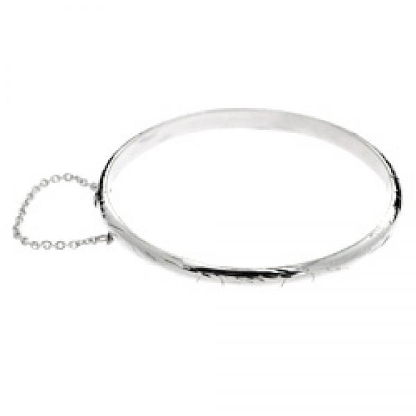 Etched Silver Bangle - Medium - BY072