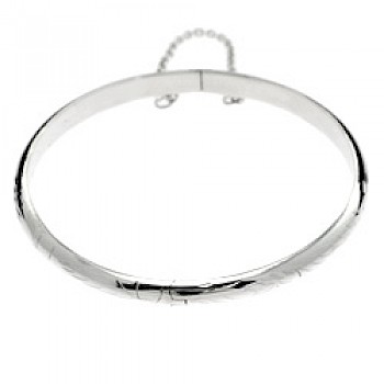 Etched Silver Bangle - Large - BY071