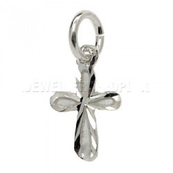 Etched Silver Cross Charm - Tiny - 2559