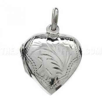 Etched Silver Heart Locket