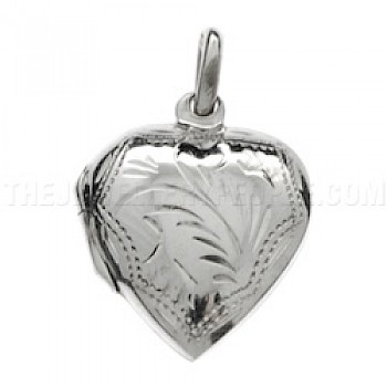 Etched Silver Heart Locket - PT338