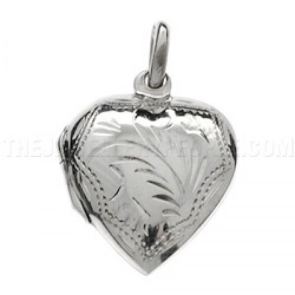 Etched Silver Heart Locket - PT338