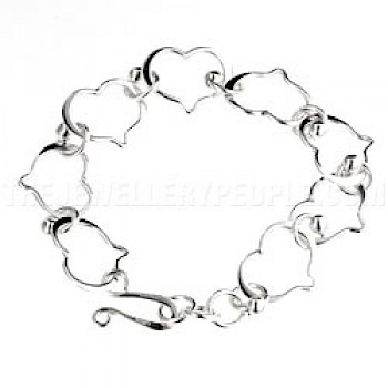 Fat Hearts Link Silver Bracelet