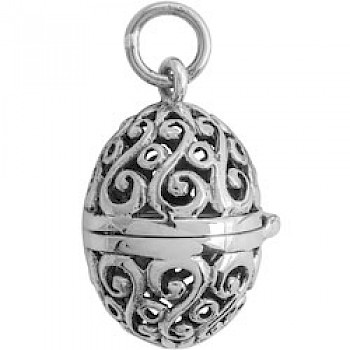 Filigree Sterling Silver Egg Locket - PT716