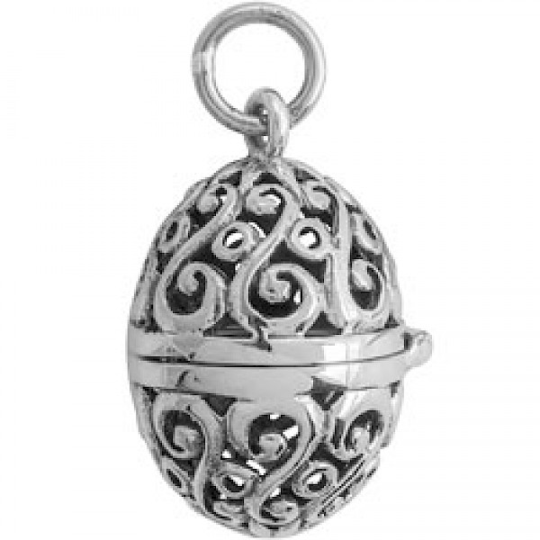 Filigree Sterling Silver Egg Locket - PT716