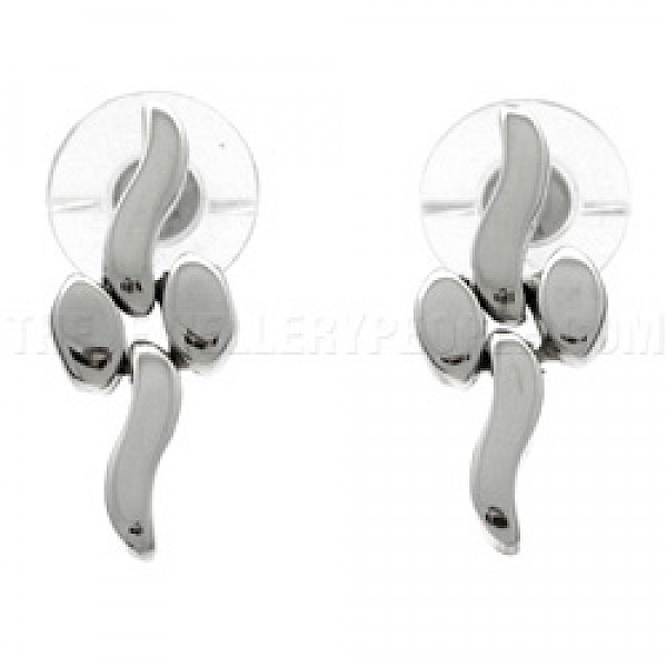 Fine Silver Curve Hinged Earrings - 24mm Long