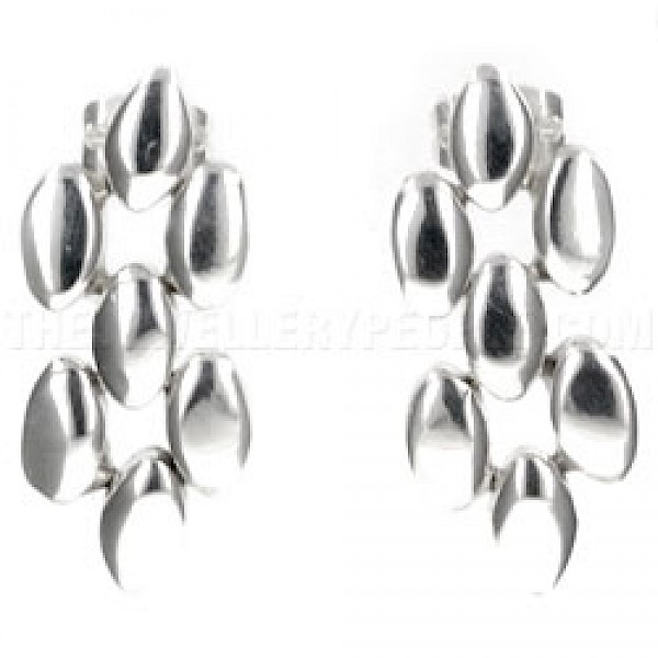 Fine Silver Hinged Earrings - 34mm Long