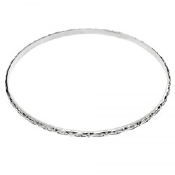 Fish Pattern Silver Bangle