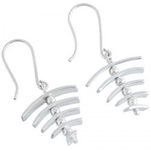Fish Scale Style Silver Drop Earrings
