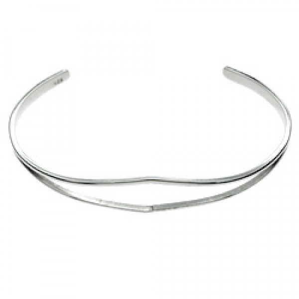 Flared Open Light-weight Silver Bangle - 10mm Wide