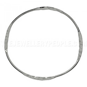 Flat Hammered Silver Bangle - 4mm Solid - SB177