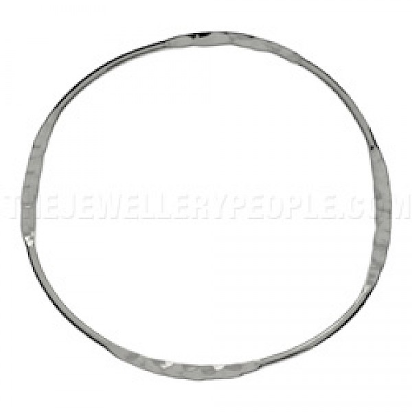 Flat Hammered Silver Bangle - 4mm Solid - SB177
