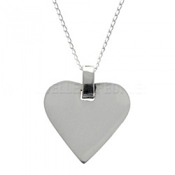 Flat Heart Silver Pendant - PT468