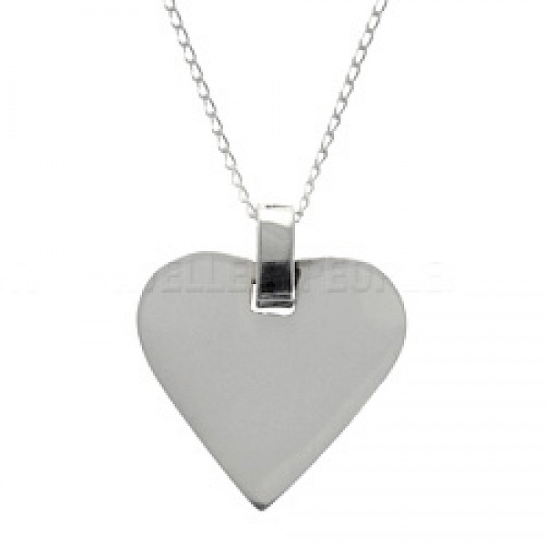 Flat Heart Silver Pendant - PT468