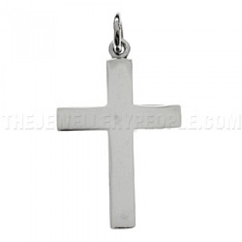 Flat Silver Cross Pendant - RN082