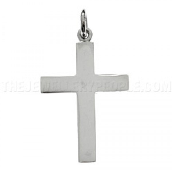 Flat Silver Cross Pendant - RN082