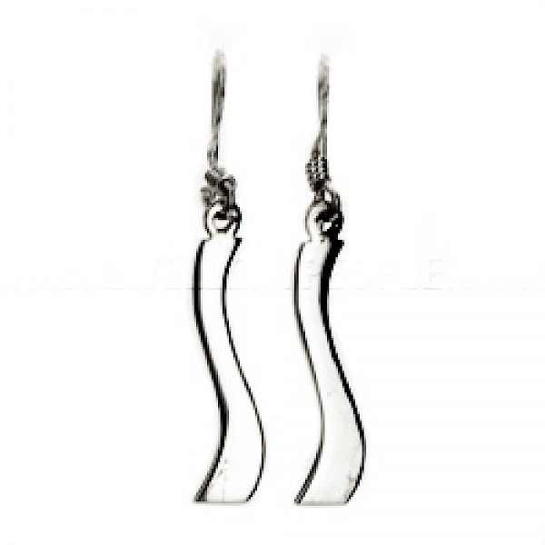 Flat Swish Silver Earrings