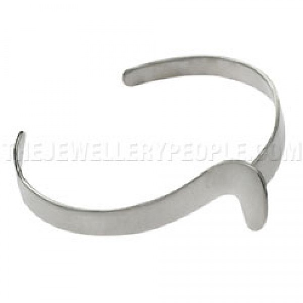Flat Twisted Open Silver Bangle - 20mm Wide