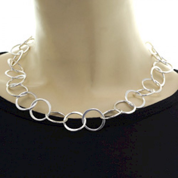 Flattened Links Silver Necklace