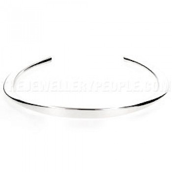 Flattened Middle Solid Silver Bangle - 6mm Wide