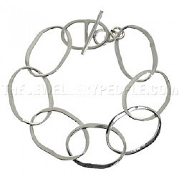Flattened Ovals Silver Bracelet