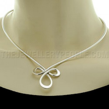Fleur-De-Lis Wire Silver Collar - 3mm Solid