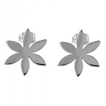 Flower Shape Silver Stud Earrings - 17mm Wide