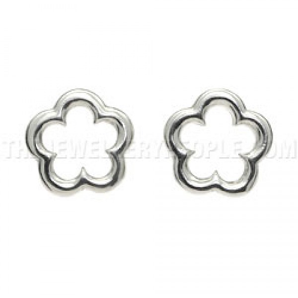 Cut Out Flower Silver Stud Earrings