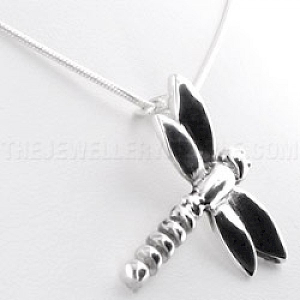 Flying Dragonfly Silver Pendant