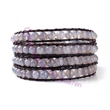 Four Wrap Bead Bracelet - Pale Lavender