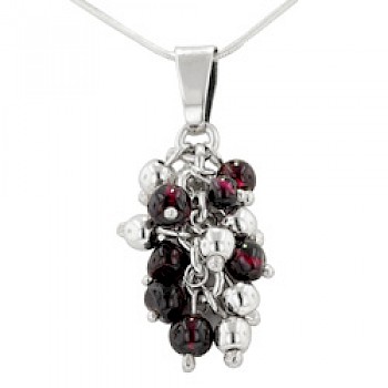 Garnet and Silver Ball Pendant - PT592