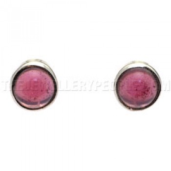 Garnet & Silver Stud Earrings - 5mm