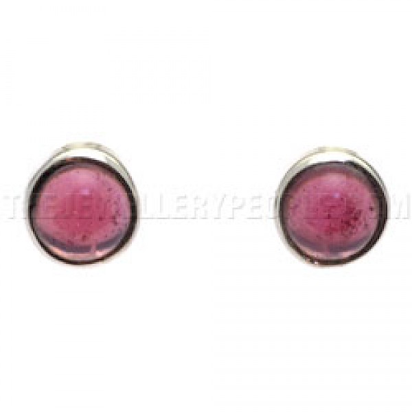 Garnet & Silver Stud Earrings - 5mm