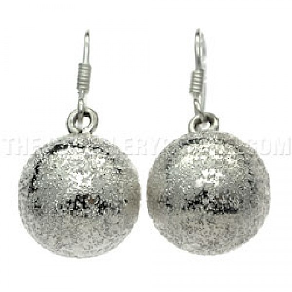 Glitter Bell Silver Earrings - 15mm Wide