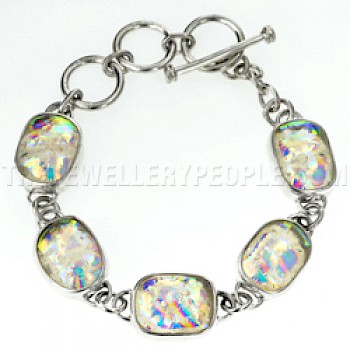 Gold Dichroic Glow-Glass & Silver Ovals Bracelet